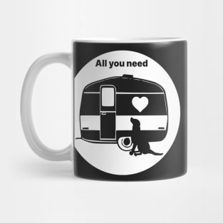 ALL YOU NEED HEART DOG CARAVAN WHITE2 Mug